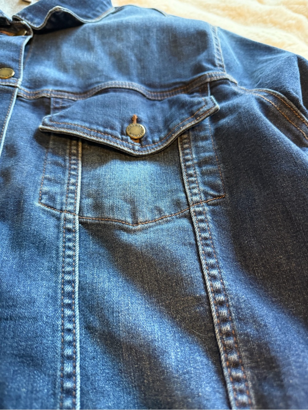 Just USA 3X Denim Jean Jacket Stretch Blue Trucker Plus Size - Picture 8 of 12